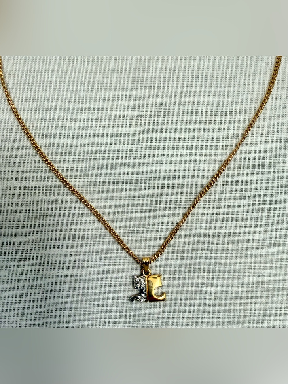 COURREGES Paris Vintage Y2K Luxury Everyday Two-Tone Rhinestone Logo Necklace - Picture 6 of 10